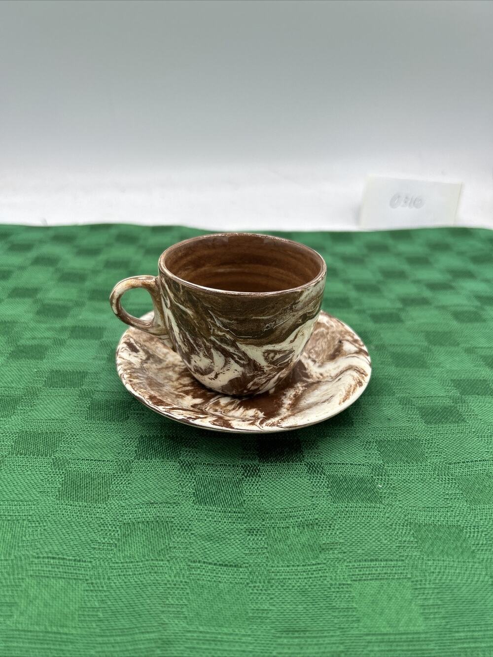 Vintage Spongeware Spatterware Mini Cup & Saucer Set